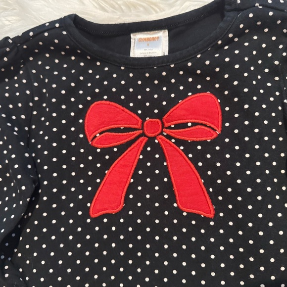 Gymboree Vintage Girls Winter Holiday Penguin Ribbon Polka Dot Tee Size 5 - Picture 2 of 4